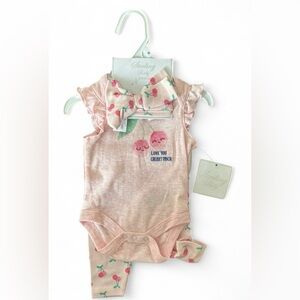 Sterling Baby Pink Cherry Bodysuit and Headband Set